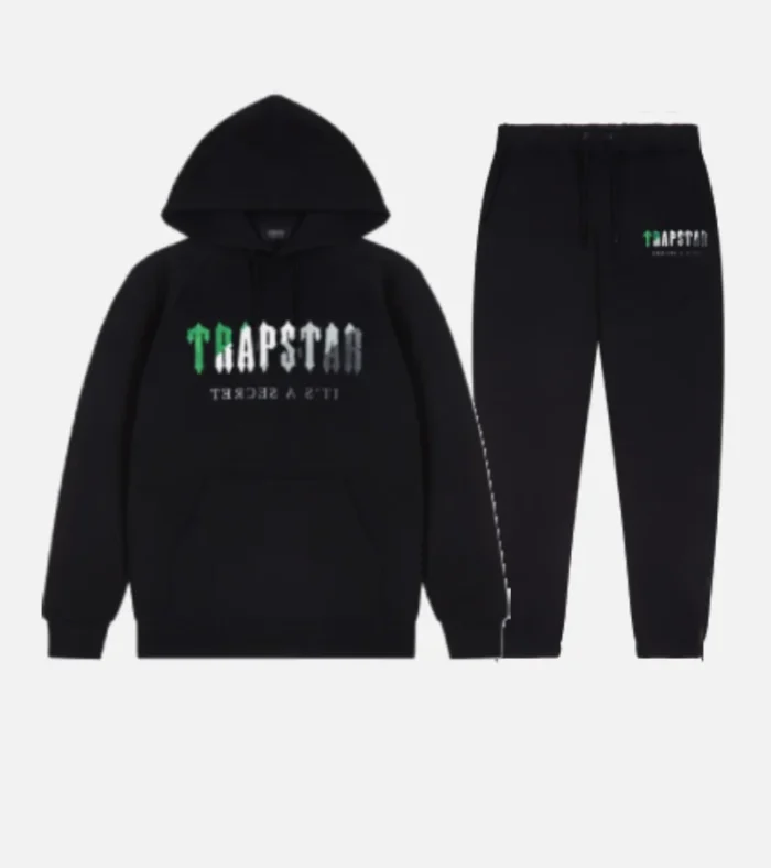 Trapstar Chenille Decoded Hooded Tracksuit BlackGreen (5)