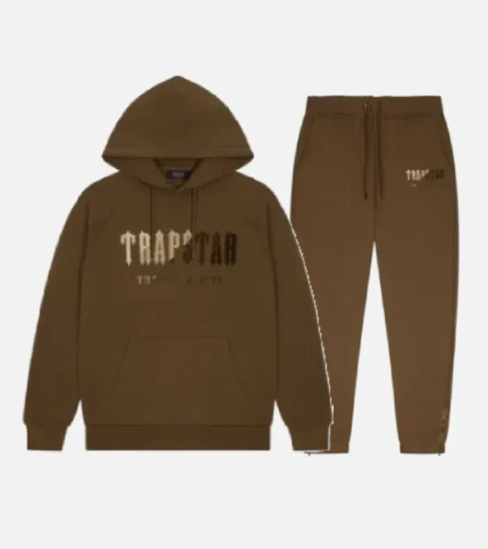 Trapstar Chenille Decoded Hooded Tracksuit Brown (4)