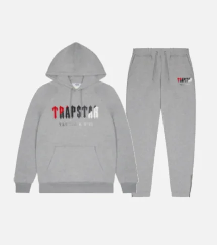Trapstar Chenille Decoded Hooded Tracksuit GreyRed (3)