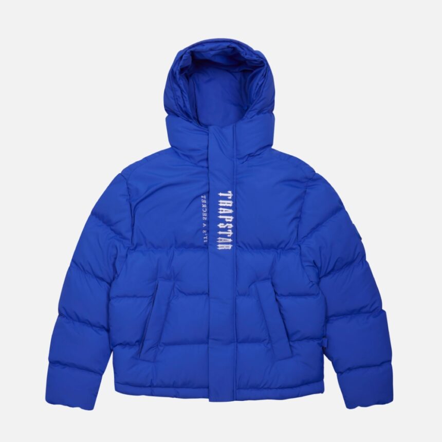 Trapstar Decoded Hooded Puffer Coat Blue - 20% Off