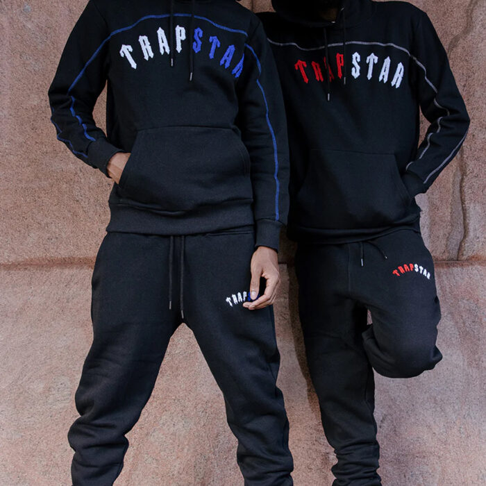 Trapstar IRONGATE ARCH CHENILLE HOODIE TRACKSUIT BLACK ICE EDITION
